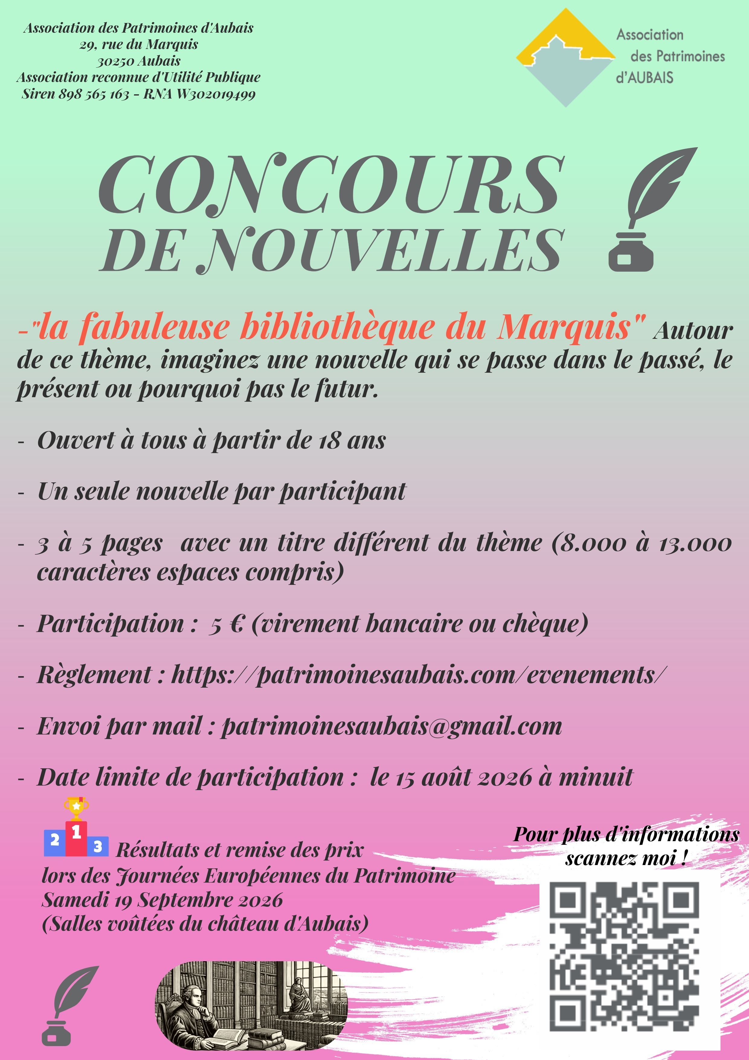 Concours de nouvelles « La Fabuleuse Bibliothèque du Marquis »