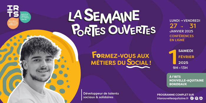 L'IRTS vous ouvre les portes des métiers du social du 27 janvier au 1er février 2025.