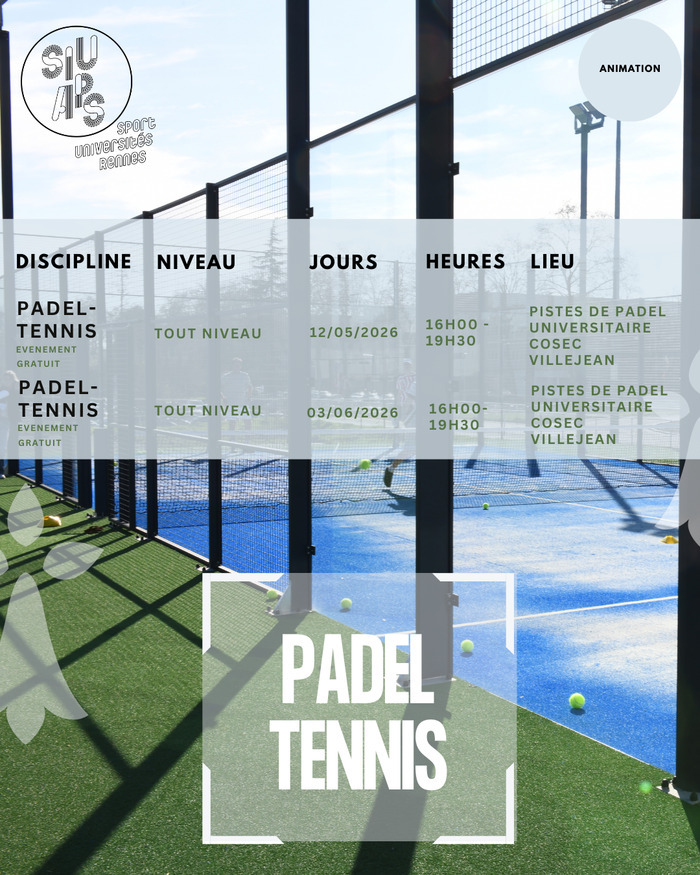 Evènement padel tennis