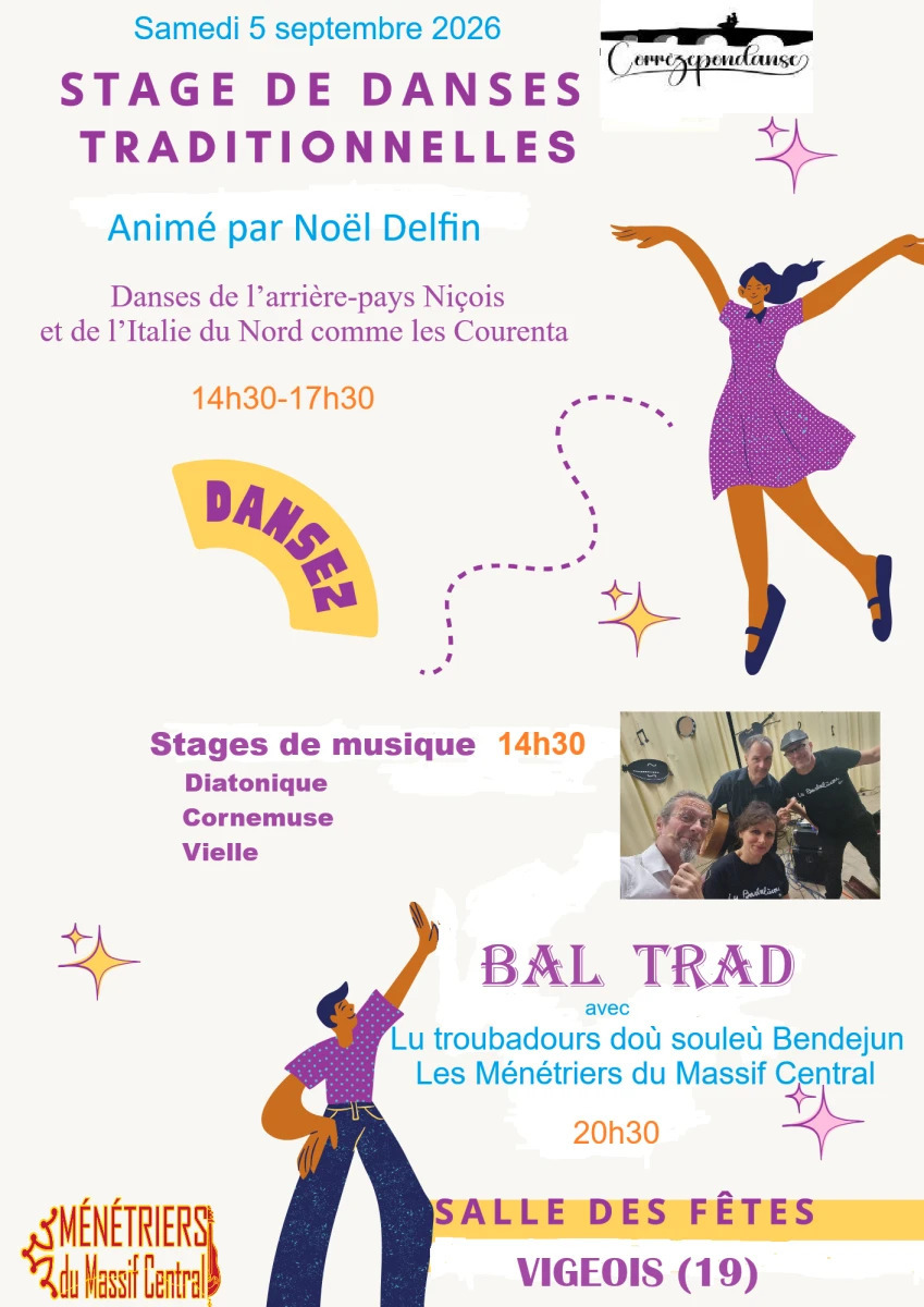 Stages de danses et musique traditionnelles et bal folk