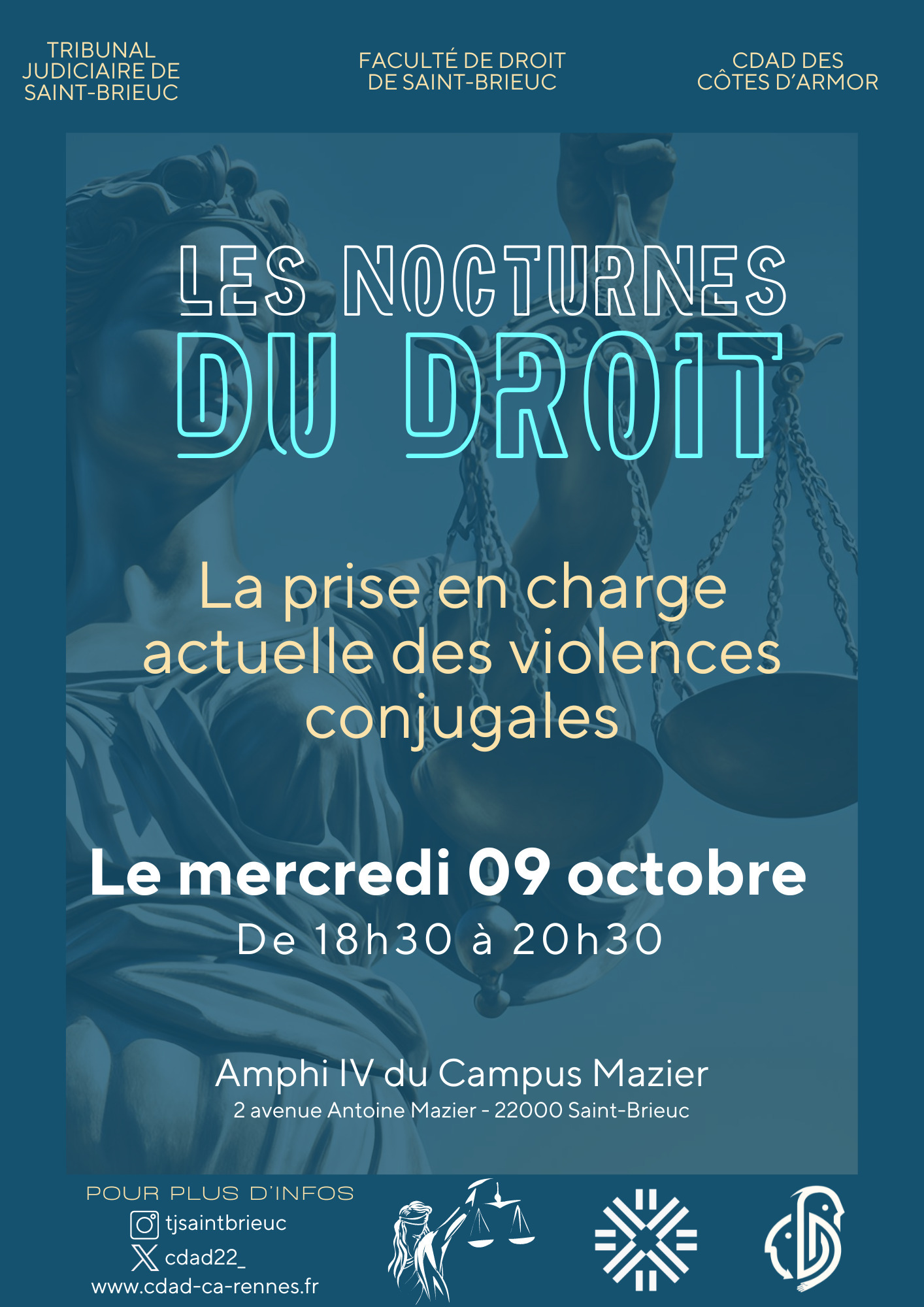 Soirée débat sur le traitement actuel des violences conjugales en collaboration avec le tribunal judiciaire de Saint-Brieuc.