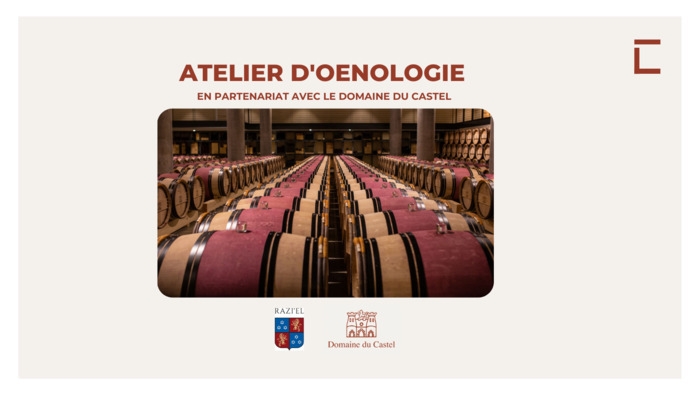 ATELIER D’ŒNOLOGIE EN PARTENARIAT AVEC LE DOMAINE DU CASTEL – JEUDI 22 JUIN 2023 À 19H