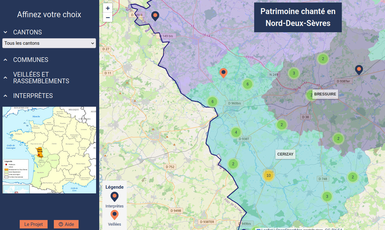 Carte interactive du patrimoine chanté des Deux-Sèvres
