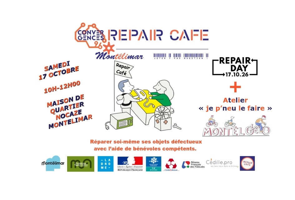 Repair Café samedi 17 octobre 2026 Qt Nocaze à Montélimar
