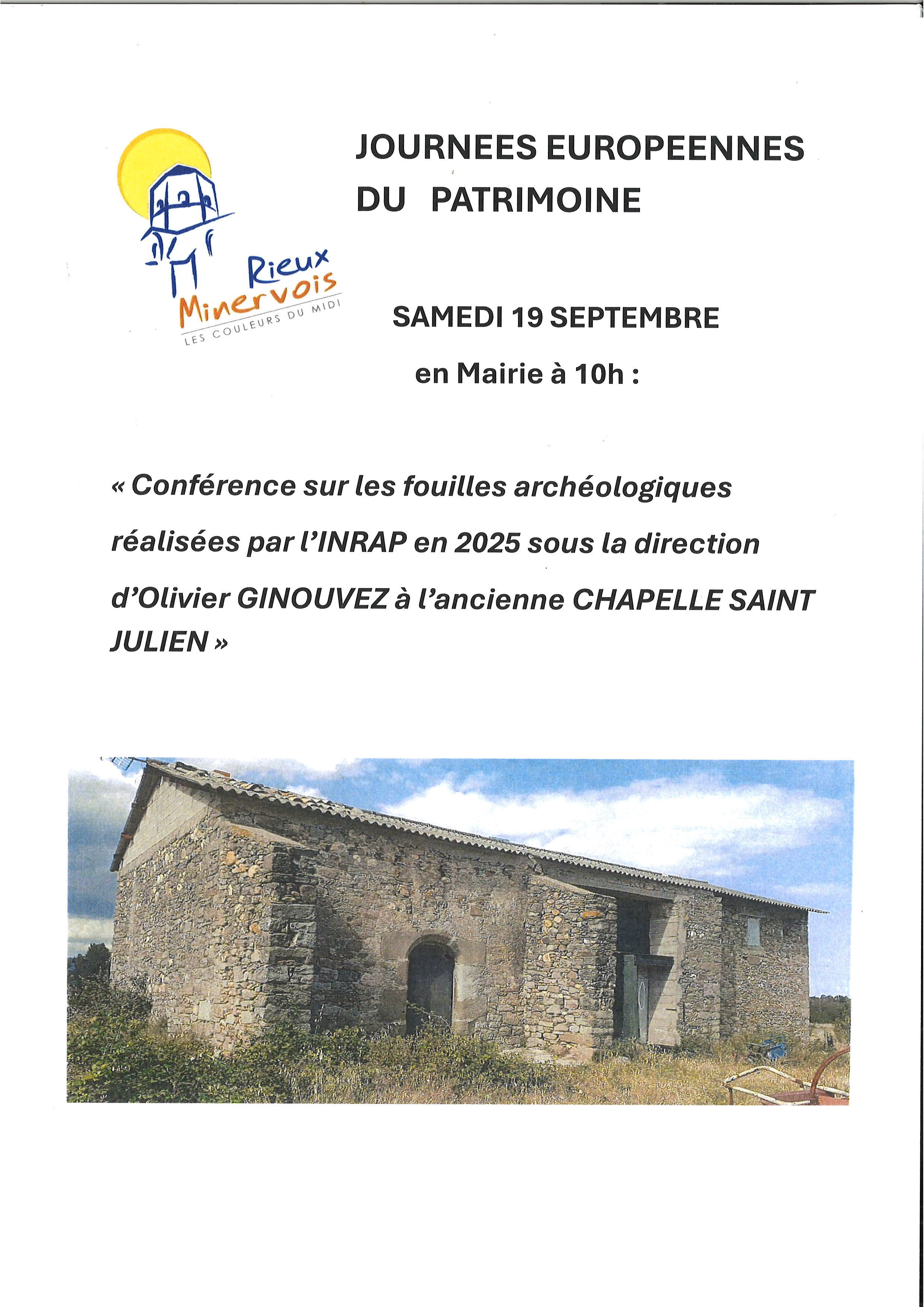 Conférence sur les récentes fouilles à la chapelle Saint-Julien-et-Sainte-Basilisse