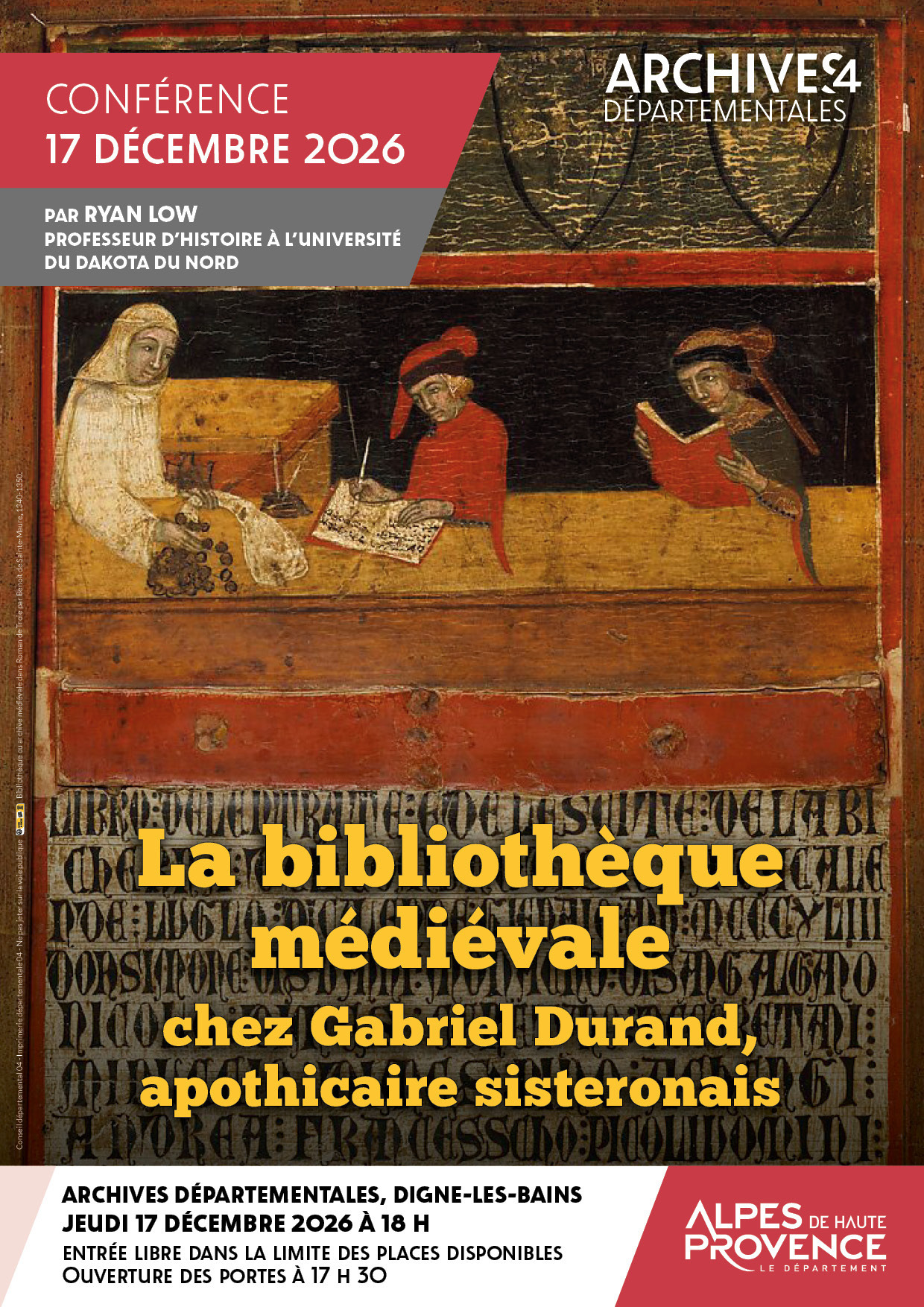 la bibliothèque médiévale chez Gabriel Durand, apothicaire sisteronais