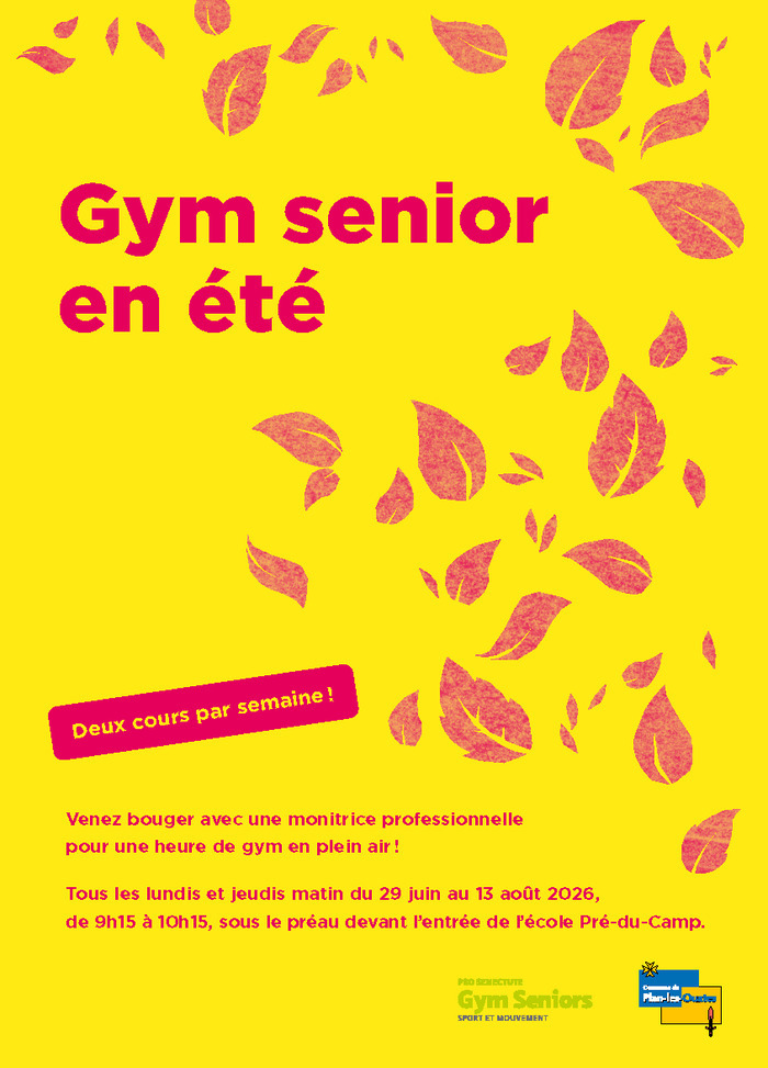 Cet été, bougez en douceur à Plan-les-Ouates ! Du 29 juin au 13 août, deux matinées par semaine, profitez de séances gratuites ouvertes à tous dès 60 ans, pour se détendre et passer un bon moment.