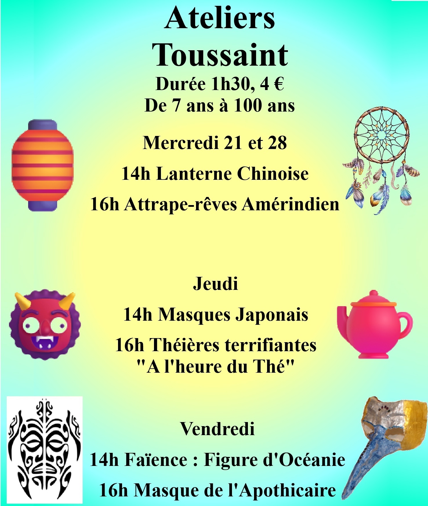 Ateliers vacances scolaires de la Toussaint
