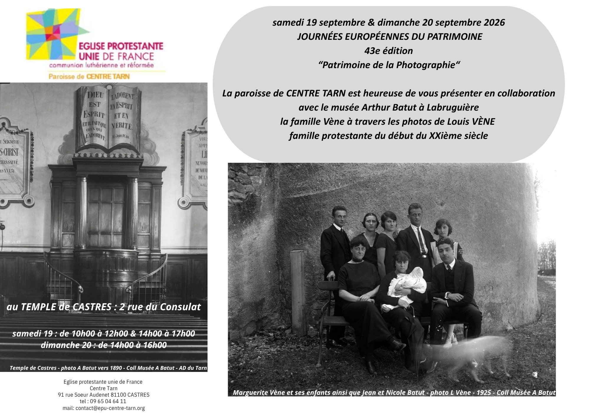 Temple de Castres : exposition photographique