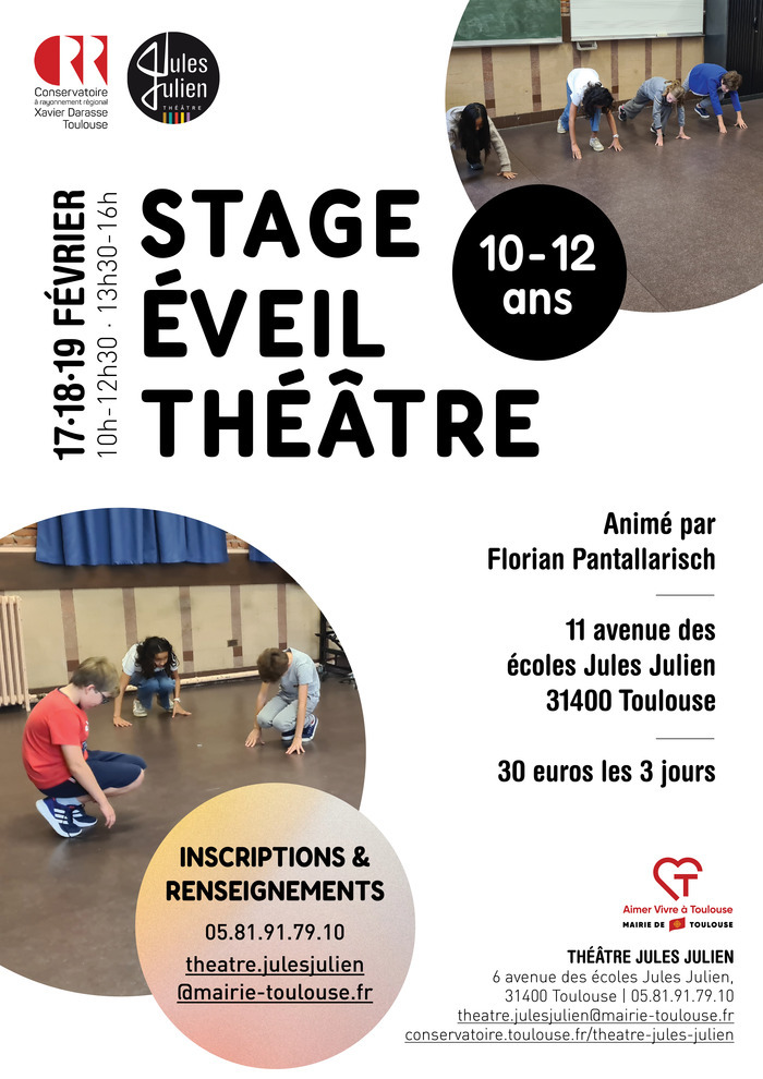 Stage éveil de théâtre pour les 10-12 ans Du 17 au 19 fév 2025