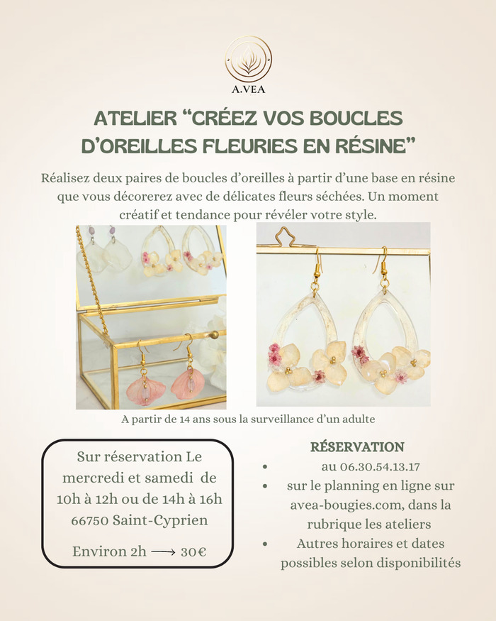 Atelier Créez vos boucles d'oreilles fleuries