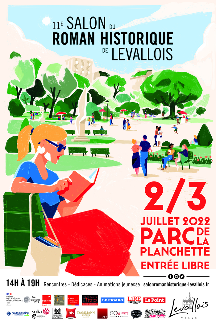 Le 11e Salon du Roman Historique de Levallois, comme l'année dernière fait son grand retour sur deux journées, au début de l’été, dans le cadre verdoyant du parc de la Planchette.