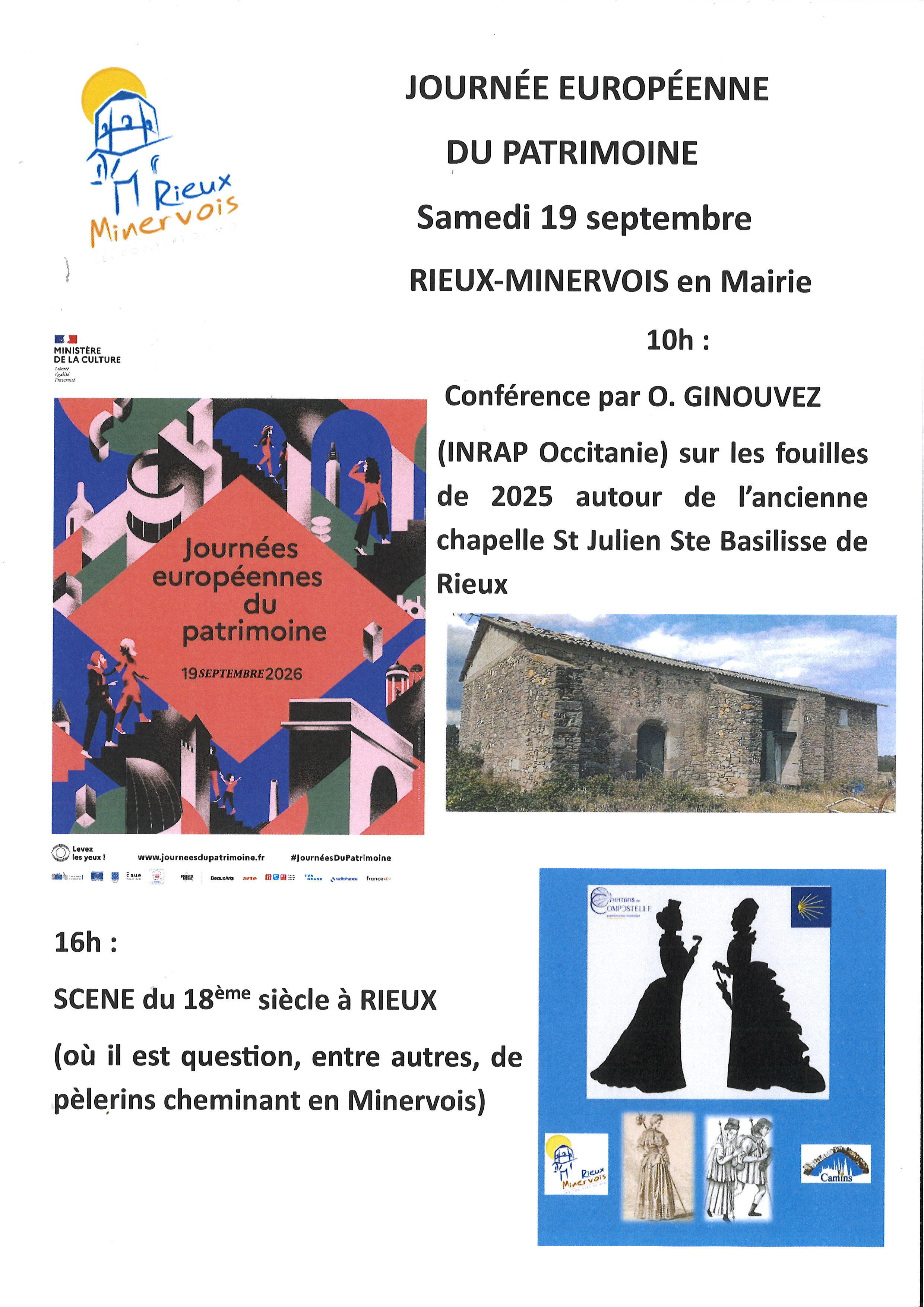 Conférence sur l'ancienne chapelle Saint-Julien-Sainte-Basilisse et scène de théâtre à Rieux au XVIIIème siècle