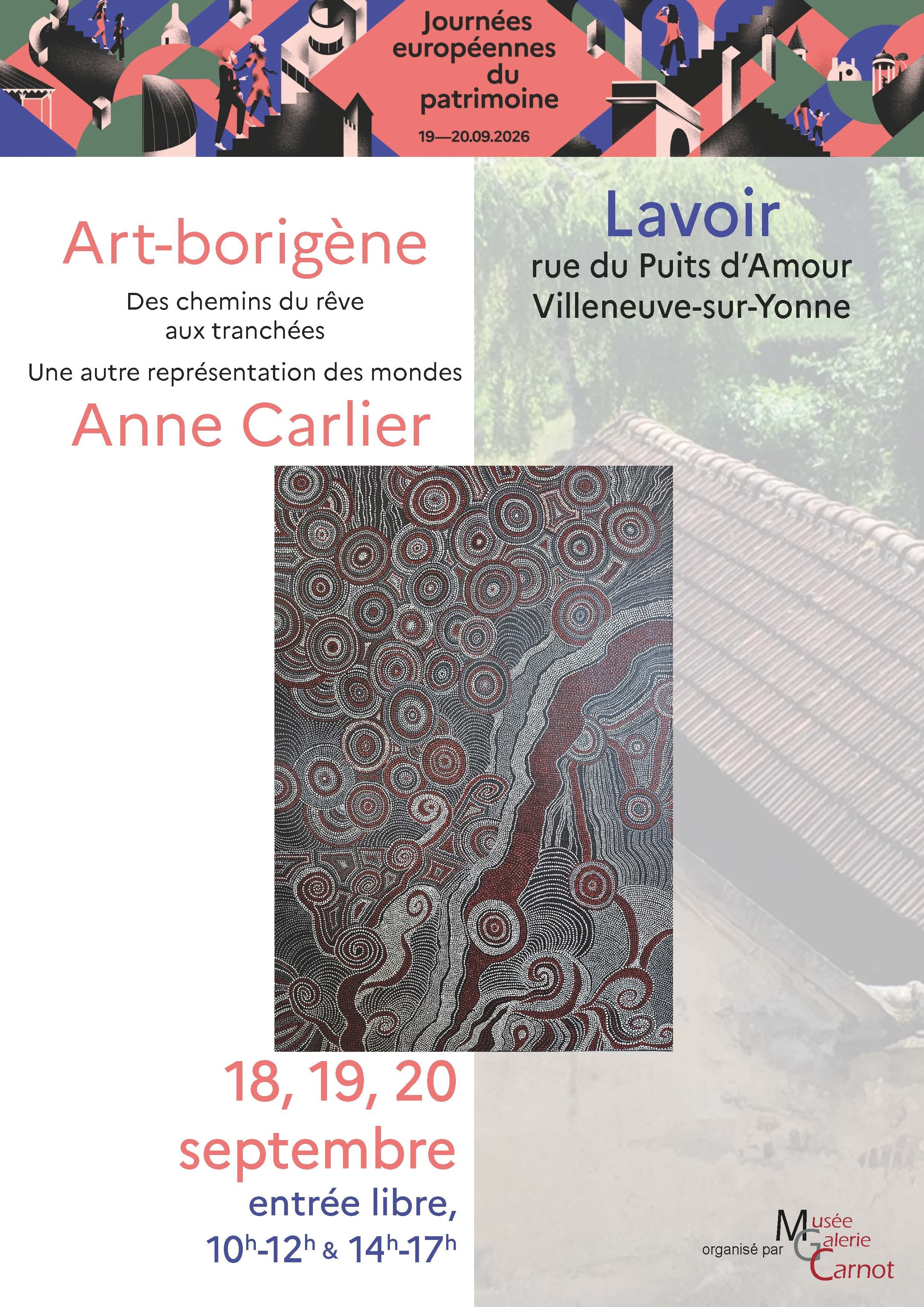 Exposition d'Anne Carlier, « Art-borigène», au lavoir - avec la présence de l'artiste