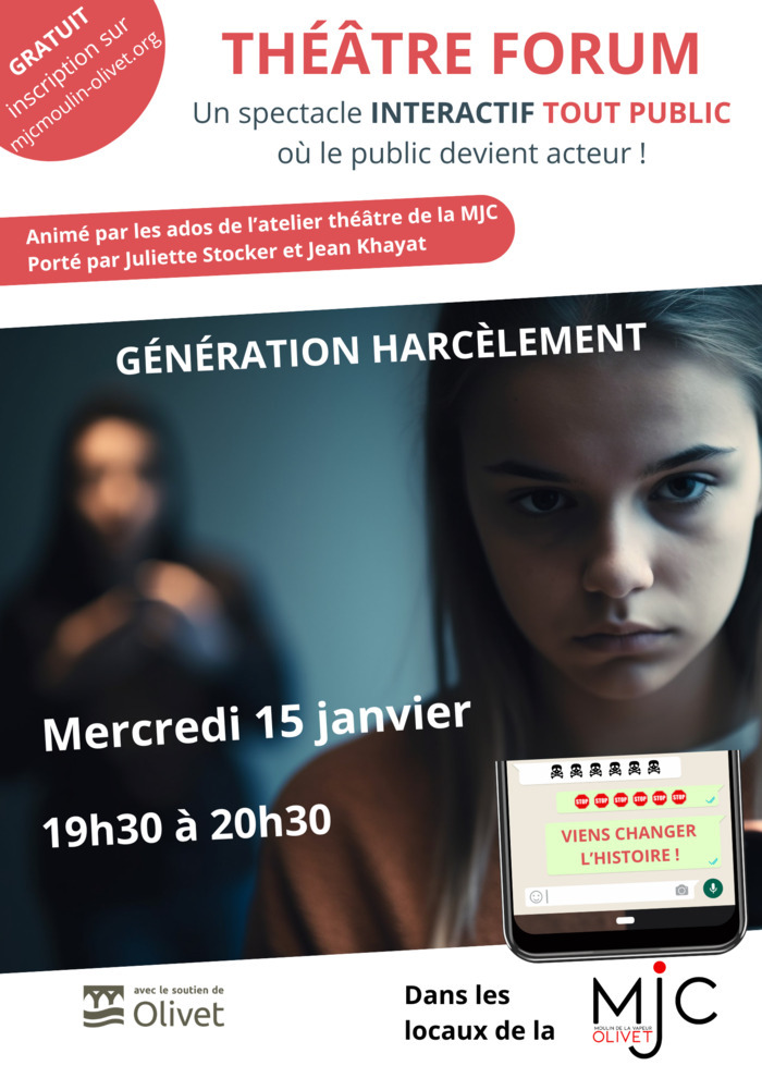 Théâtre Forum : sur le harcèlement et le... Le 15 janv 2025