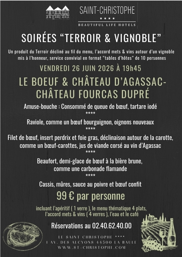 Soirées Terroir et vignoble au restaurant le Saint-Christophe