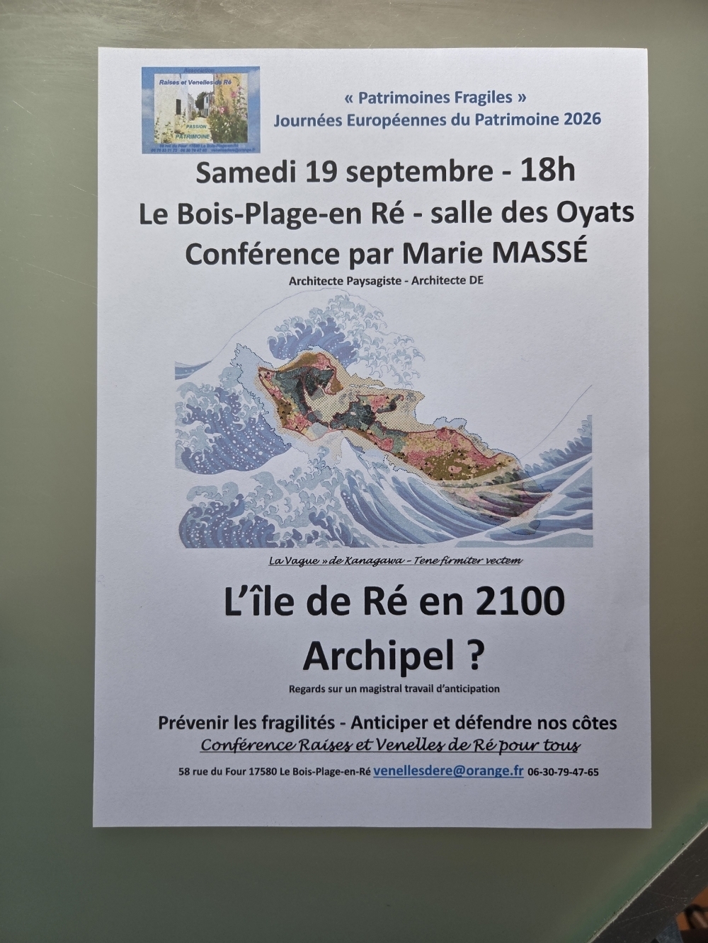 Conférence "L’île de Ré en 2100 Archipel ? Regards sur un magistral travail d’anticipation"