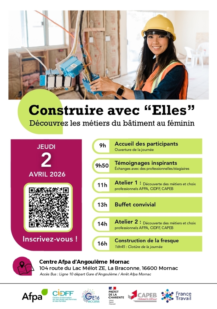 3ème édition de l'action de découverte des métiers du bâtiment à destination d’un public féminin, action portée par un consortium de partenaires issus du Village des Solutions de l’Afpa.