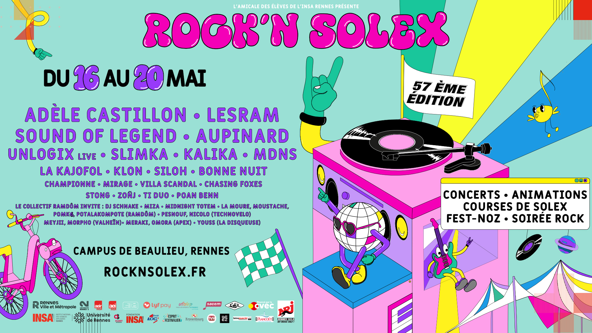 l Du 16 au 20 mai 2024 l
Moteurs vrombissants et foule en délire, le Rock'n Solex est un festival étudiant qui fait du bruit depuis plus d'une cinquantaine d'années et il n'est pas prêt de s'arrêter !