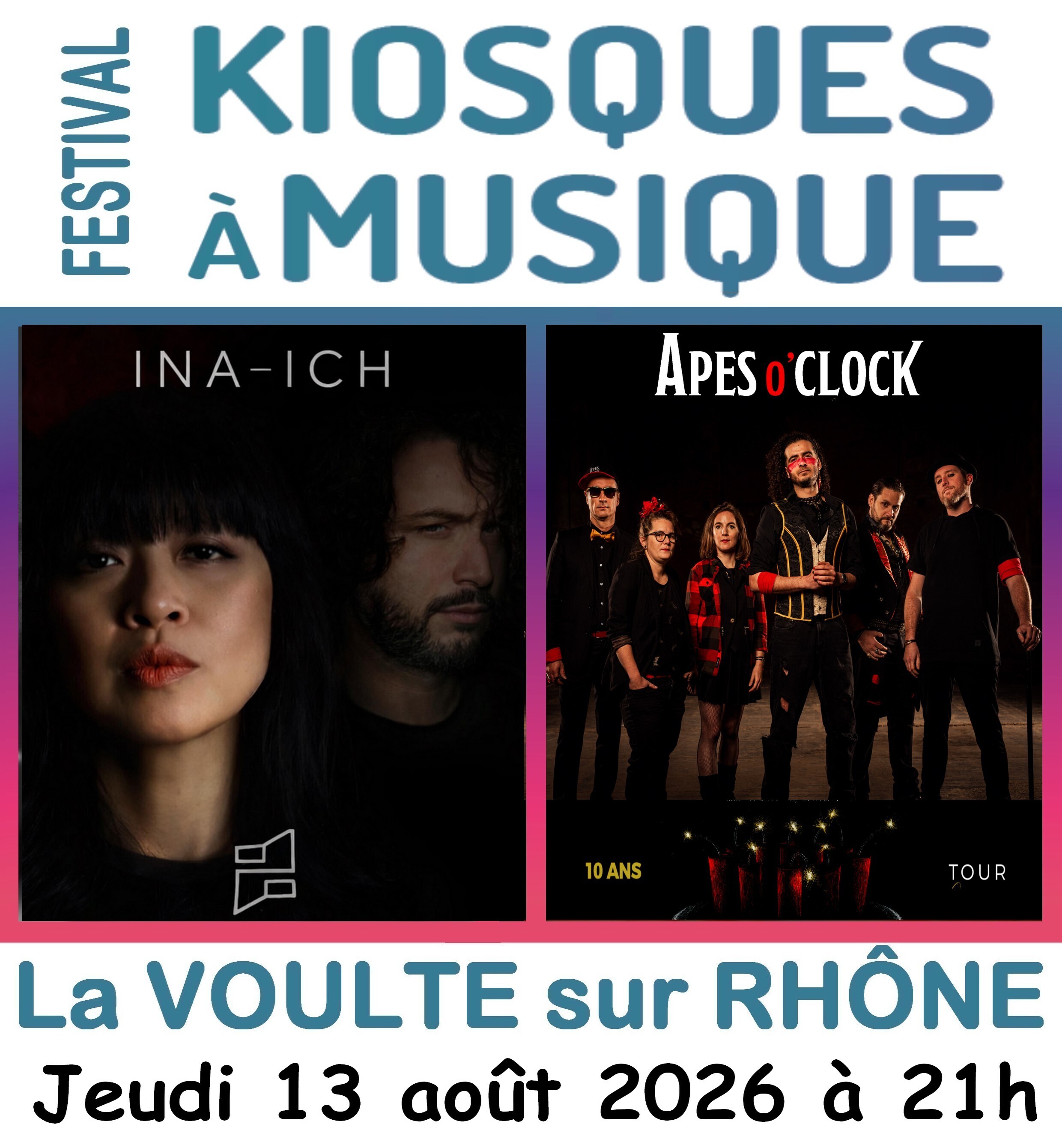 Festival Kiosques à Musique, Concerts : INA ICH – APES O'CLOCK