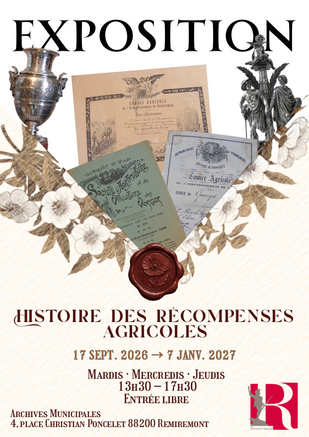 Exposition "Histoire des récompenses agricoles : autour des objets d'art décernés comme prix par Napoléon III et du Mérite Agricole créé par Méline"