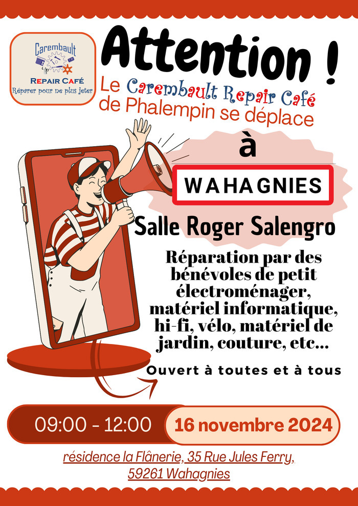 Le carembault repair café se déplace à Wahagnies