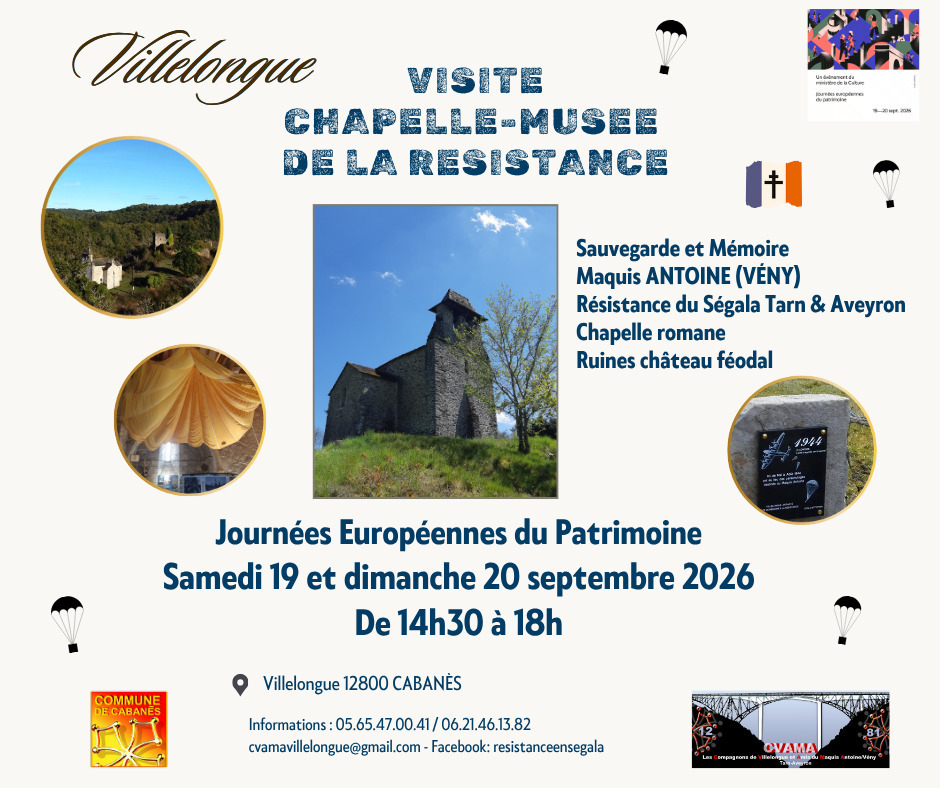 Visite libre de la chapelle du musée de la Résistance, site de Villelongue