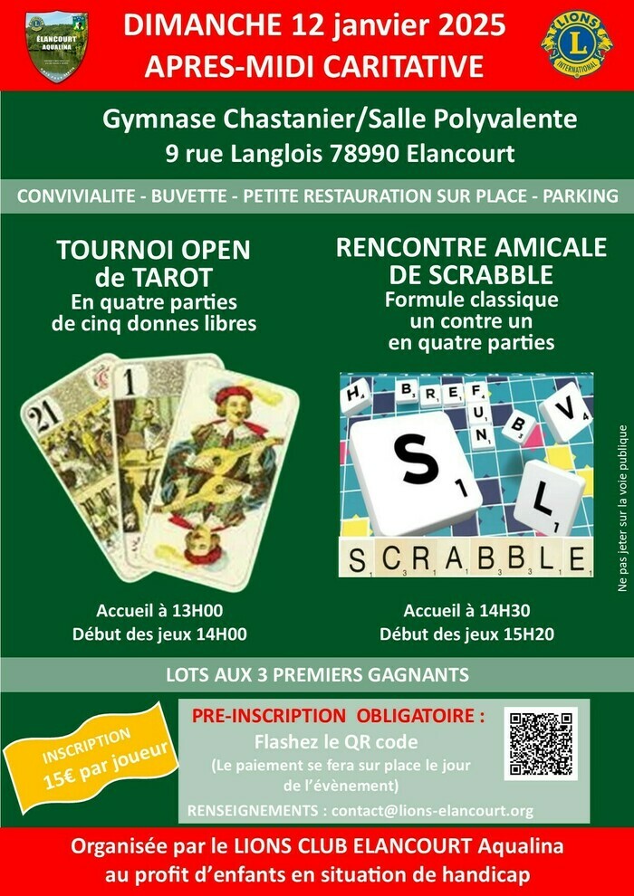 TOURNOI DE TAROT - RENCONTRE AMICALE DE SCRABBLE