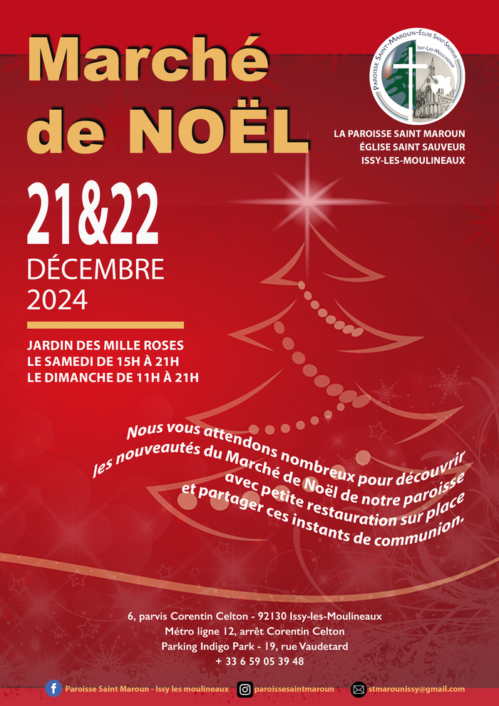 Le week-end du 21 & 22 décembre, les paroissiens de l'Église Saint-Sauveur Mar Maroun vous attendent nombreux pour leur premier Marché de Noël.