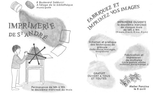 Une imprimerie à Saint-André - Groupe des affichistes de la bibliothèque
