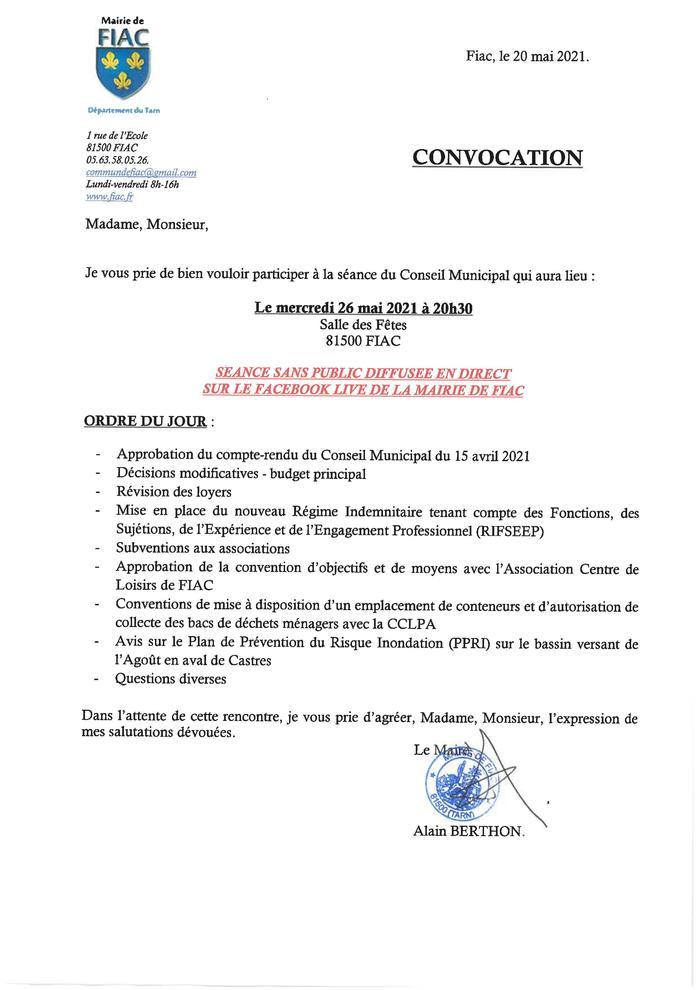 Conseil municipal - 25/05/2021