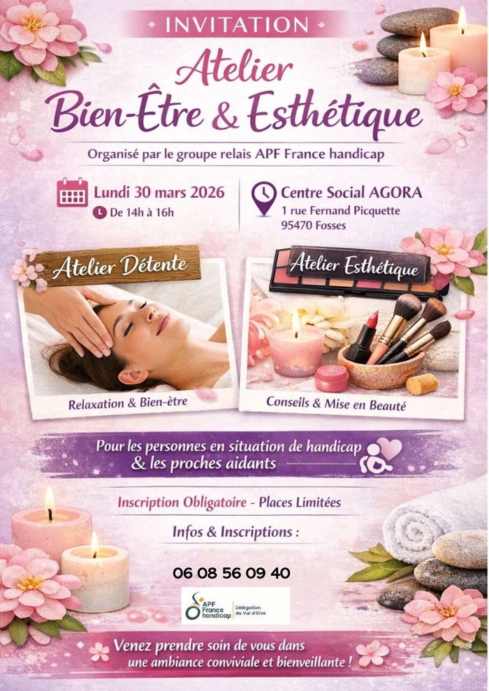 Le groupe Relais APF France handicap de Fosses propose un moment de détente et de bien-être aux personnes en situation de handicap et aux aidants familiaux.