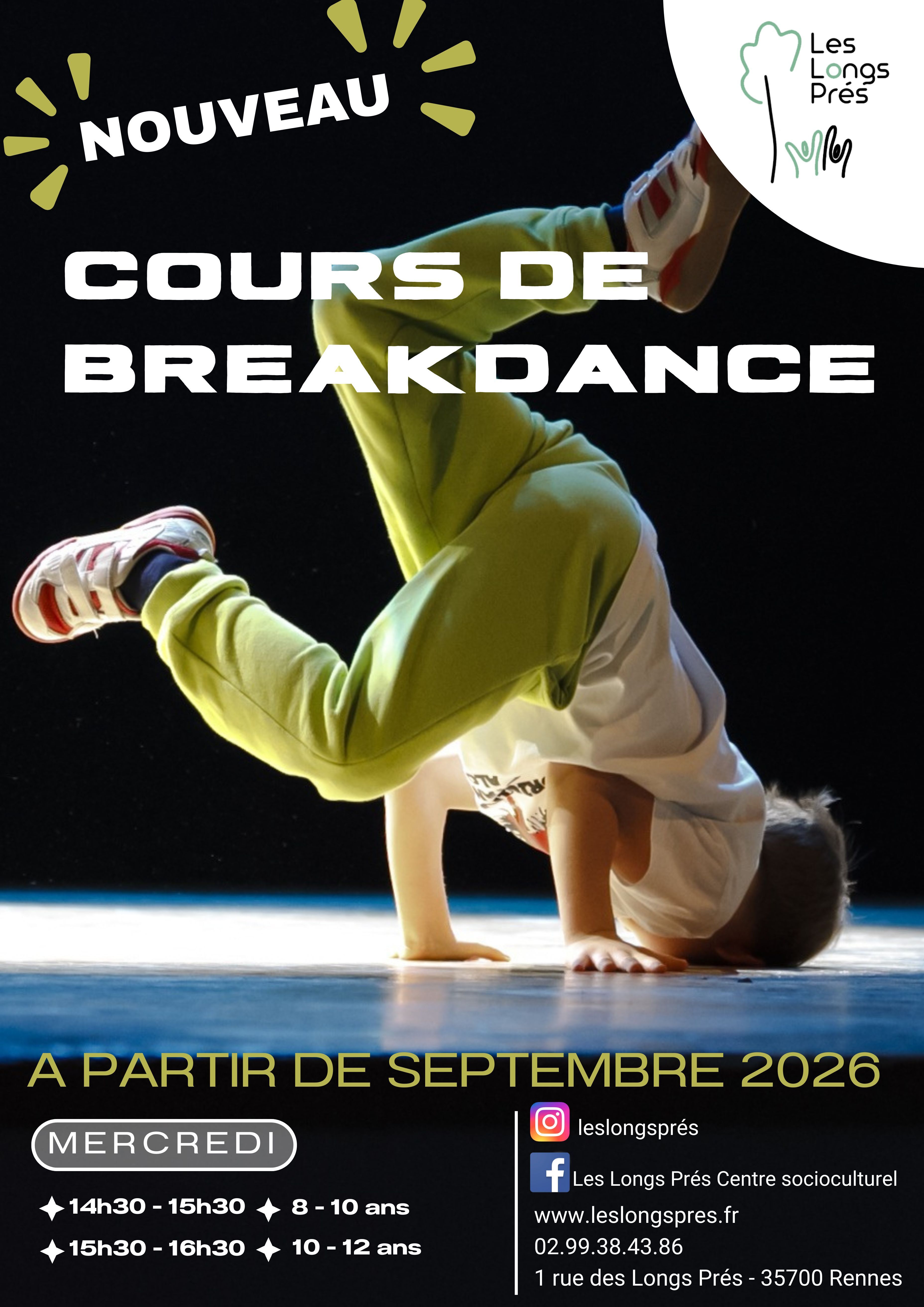 Nouveau Cours de Breakdance aux Longs Prés