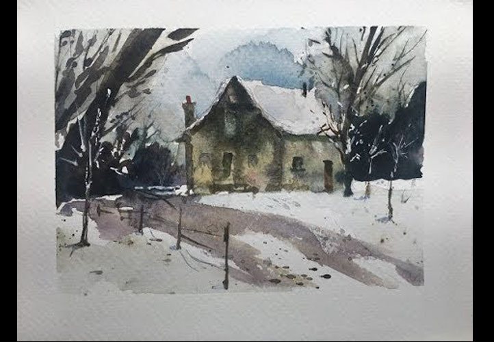 Aquarelle - L'hiver : le silence des blancs