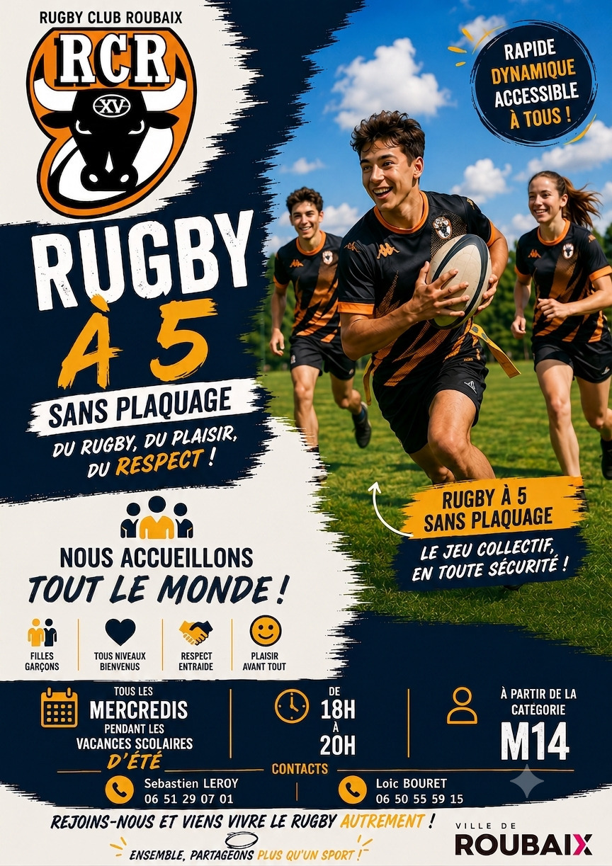 initiation rugby à 5 sans plaquage