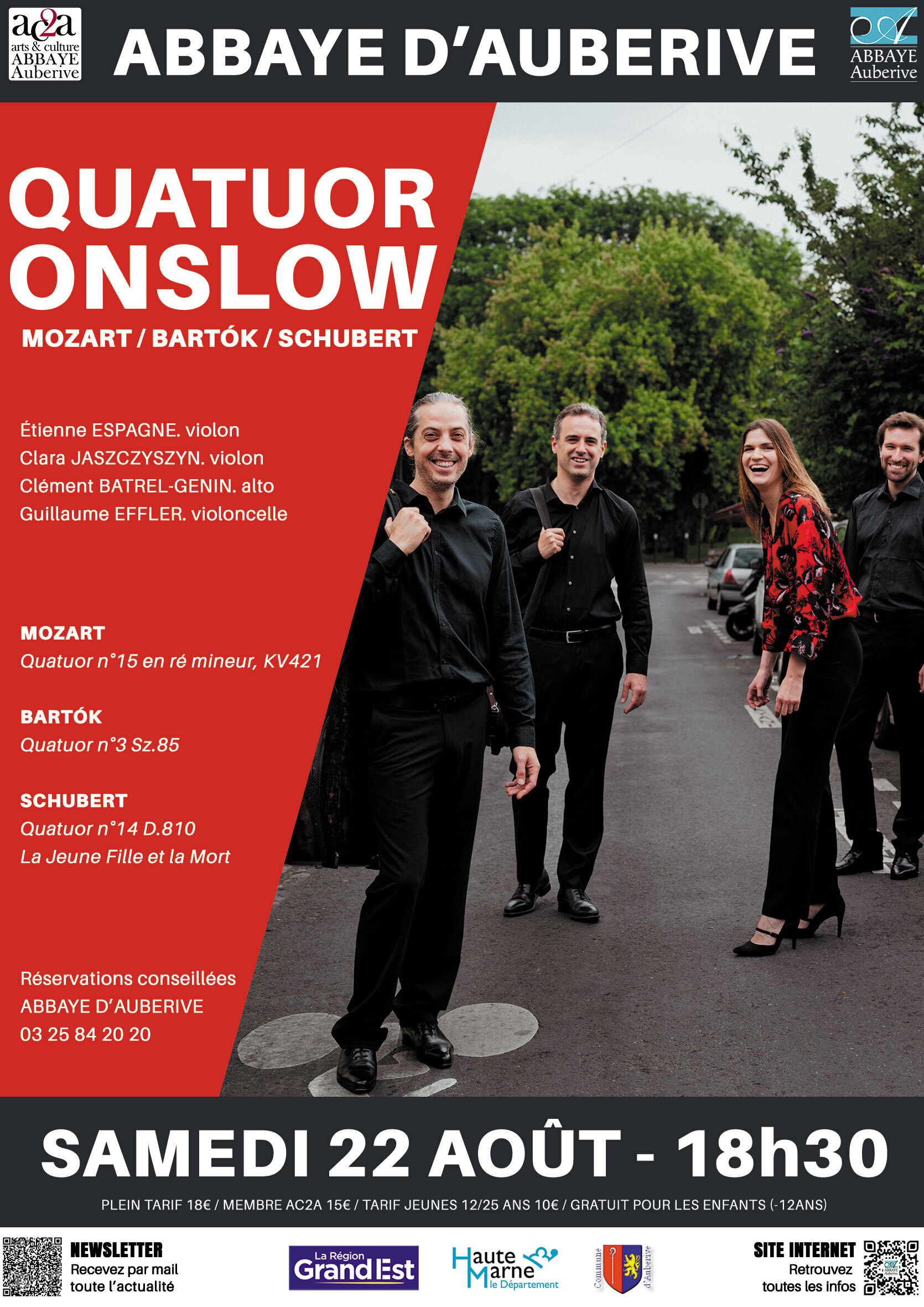 Concert de musique classique avec le Quatuor Onslow