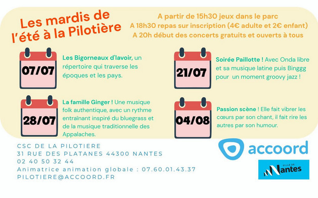 Les mardis de l'été à la Pilotière