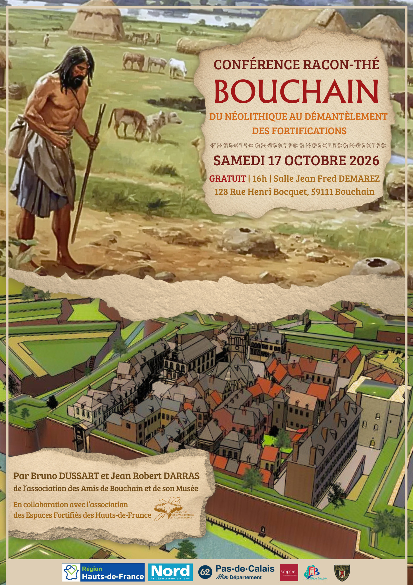 Conférence Racon-Thé à Bouchain : "du Néolithique au démantèlement des fortifications"