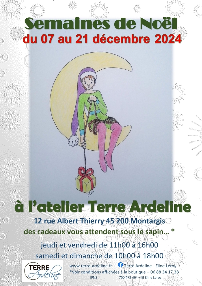 Semaines de Noël organisées à l'atelier Terre Ardeline.