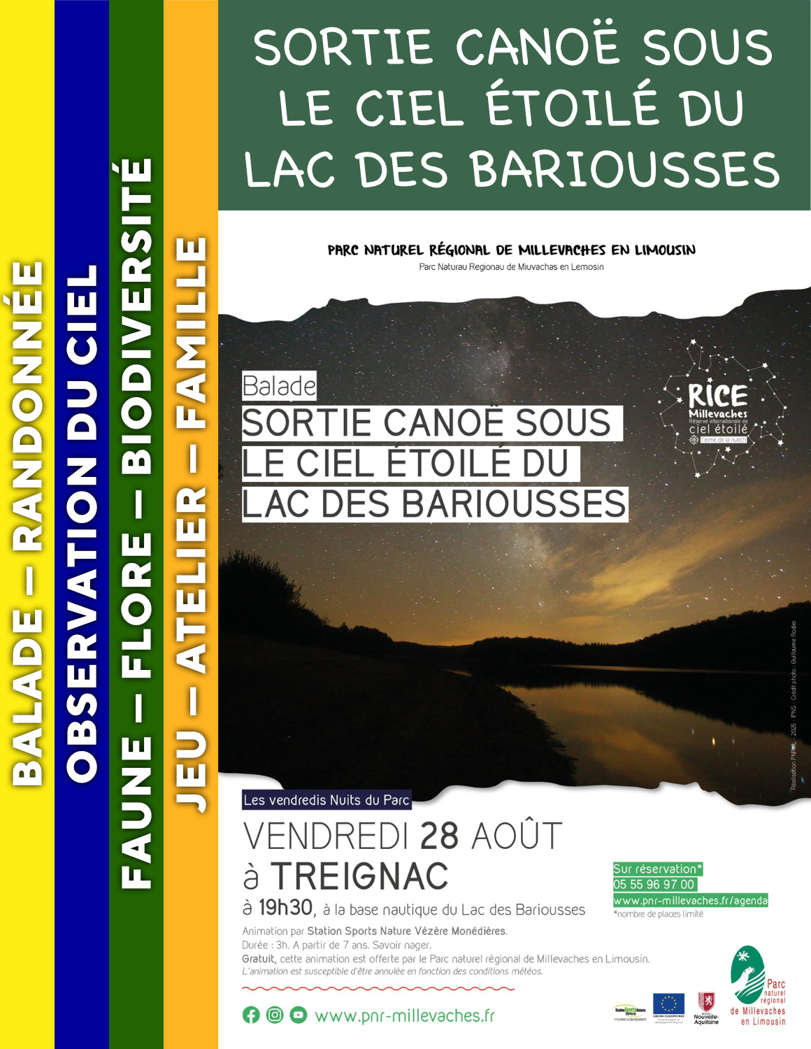 MILLEVACHES - Sortie canoë sous le ciel étoilé du lac des Bariousses