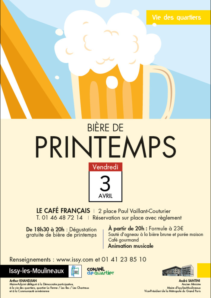 Dégustation de bière de printemps suivie d'un repas de quartier