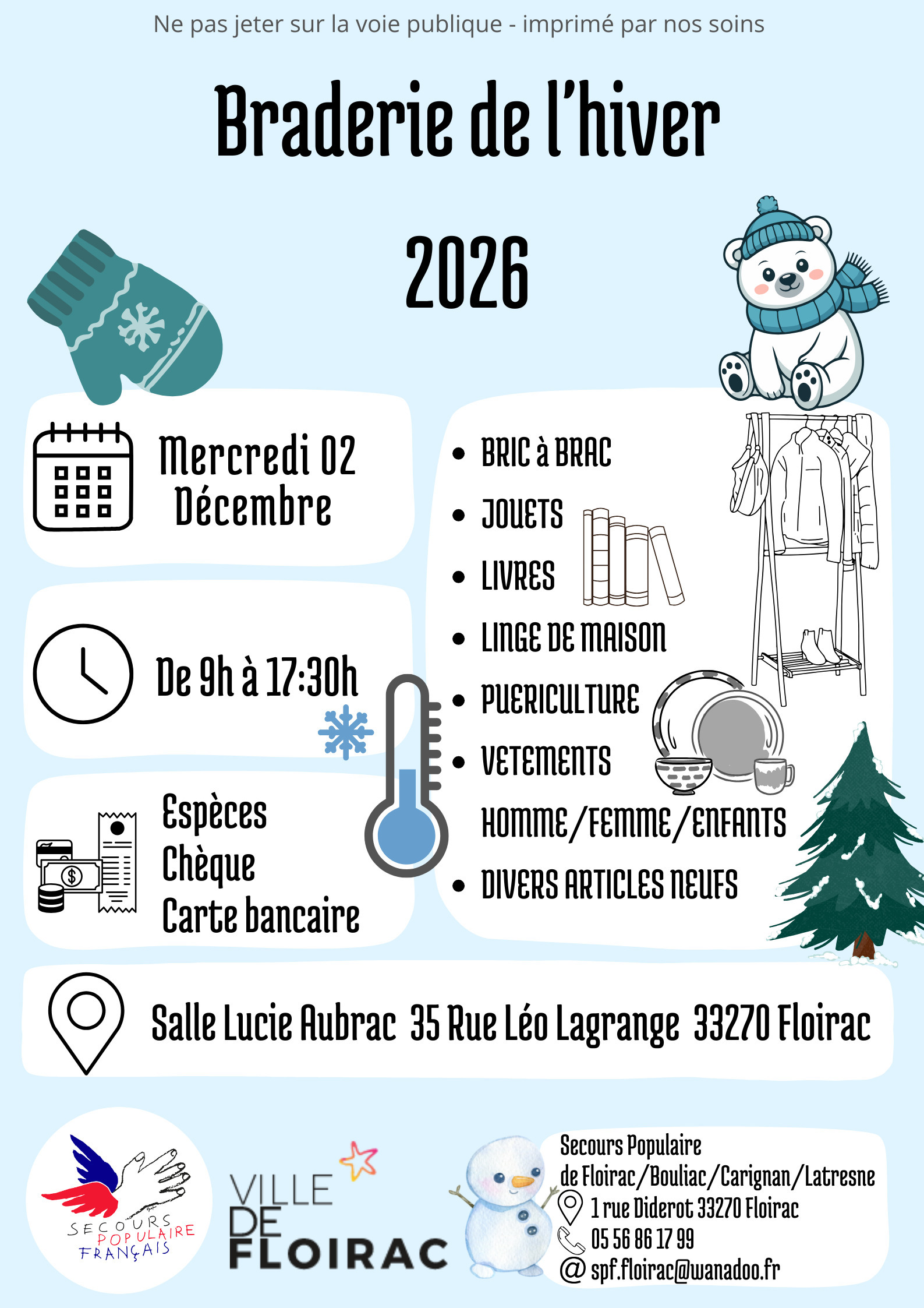 Braderie d'hiver du Secours Populaire de Floirac