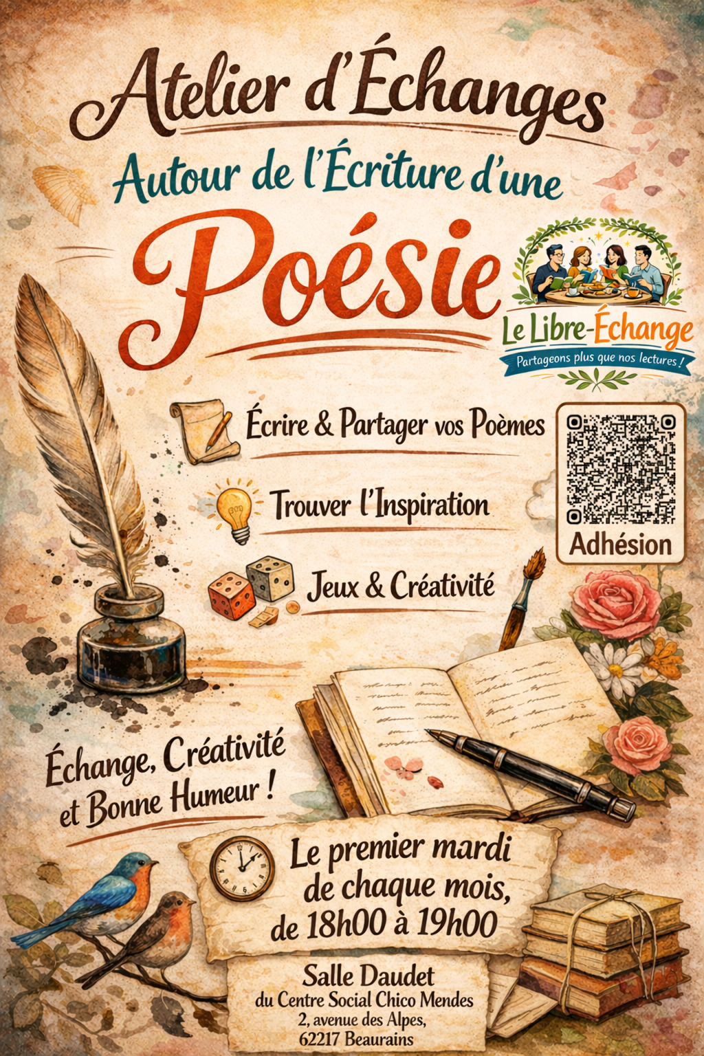 Atelier d'échanges autour de l'écriture d'une poésie à thème