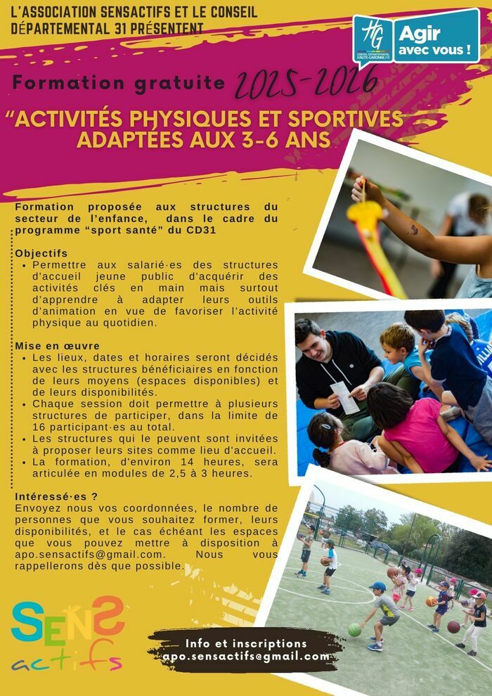 Formation “Activités physiques et sportives adaptées aux 3-7 ans” pour STRUCTURES