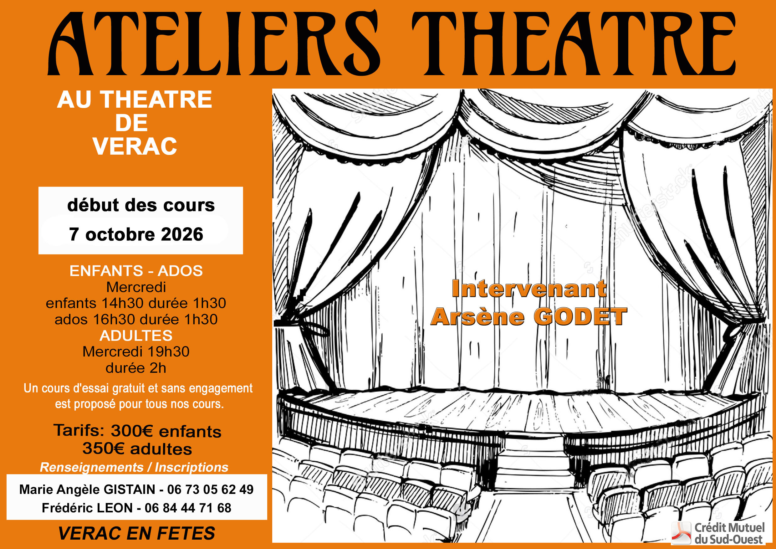 🎭 ATELIERS THÉÂTRE 2026/2027 🎭