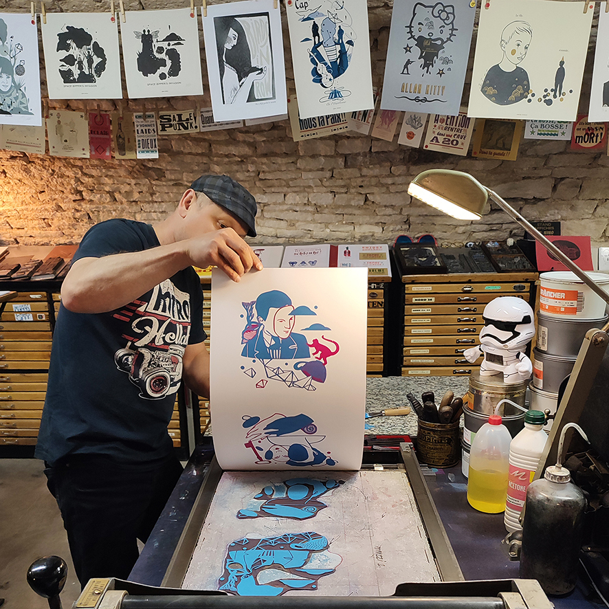 Visite de l'atelier de typographie traditionnelle Affiche Moilkan