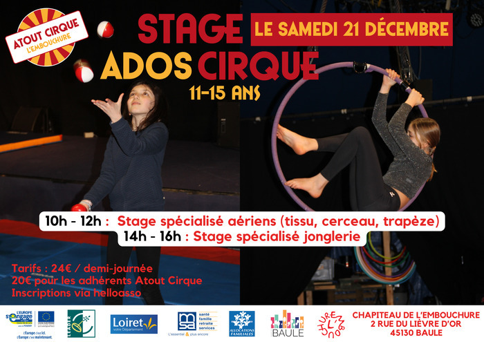 Atout Cirque propose des stages d'initiations et de perfectionnement aux arts du cirque pour les collégiens !