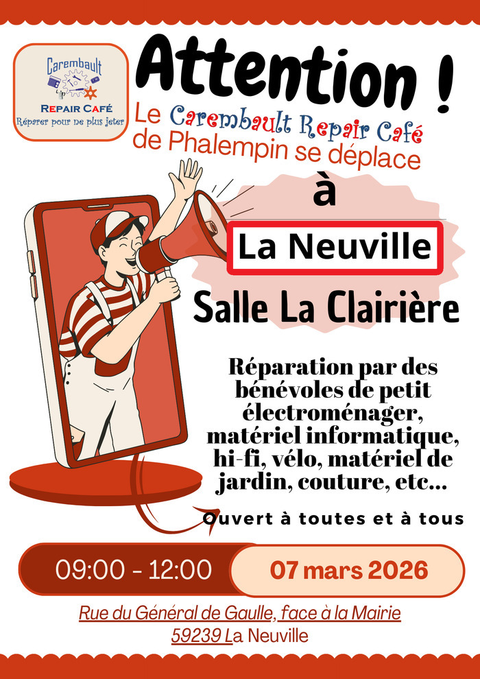 Le carembault repair café se déplace à la Neuville