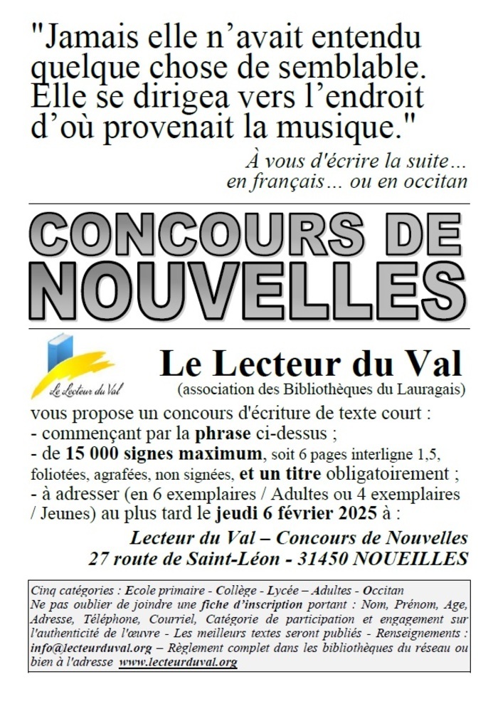 Concours de nouvelles, en français ou en occitan