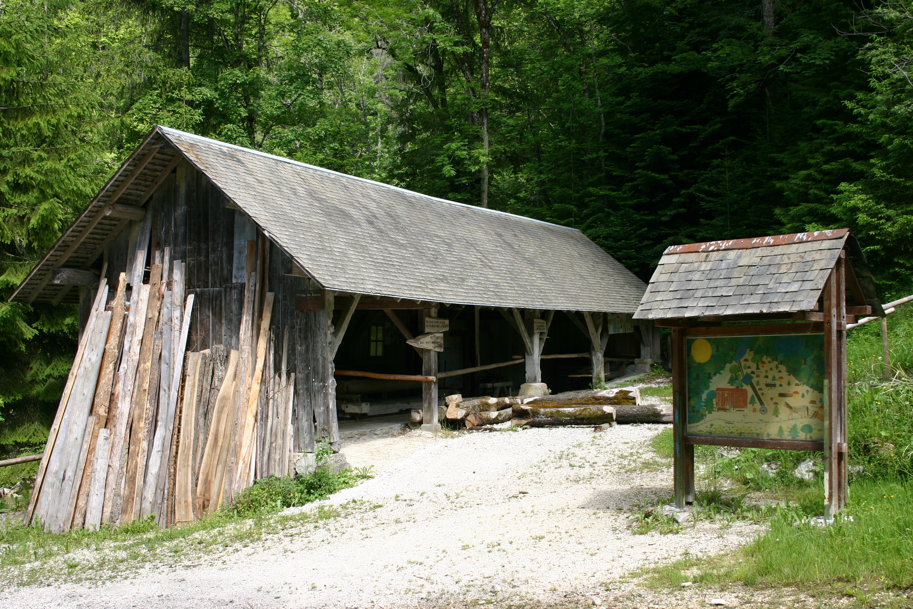 Demonstration scierie hydraulique XIXème s.